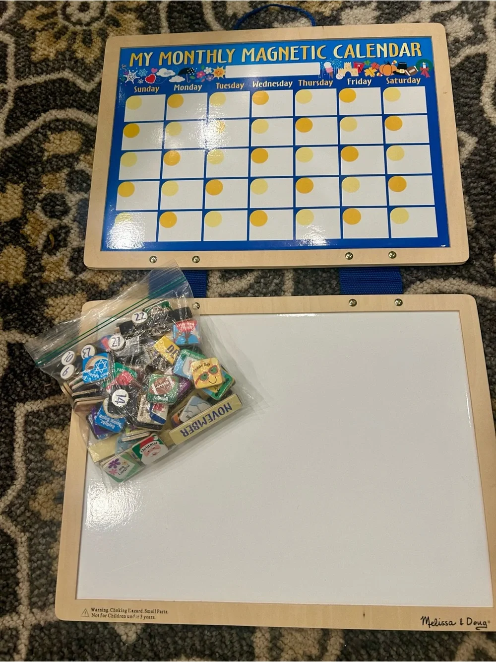 Melissa & Doug Blue and Yellow Monthly Magnetic Calendar
